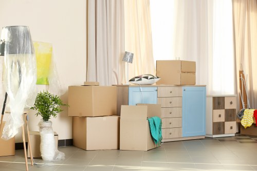 Protected furniture loaded securely into a moving van